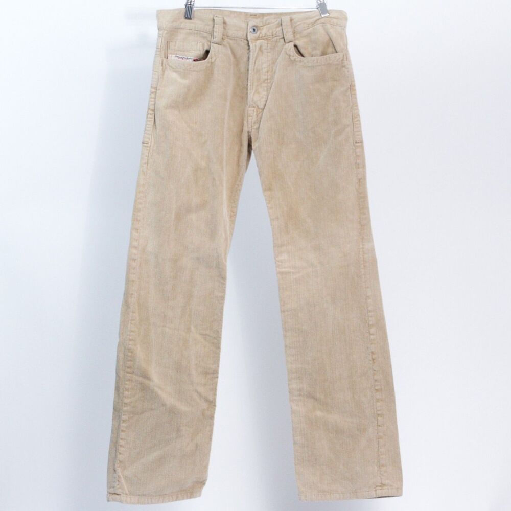 Diesel Made in Italy Men's Khaki Cotton 5-Pocket Straight Leg Jeans Size 30x32